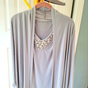 Susan Graver Sz M Embellished Tank and Cardigan